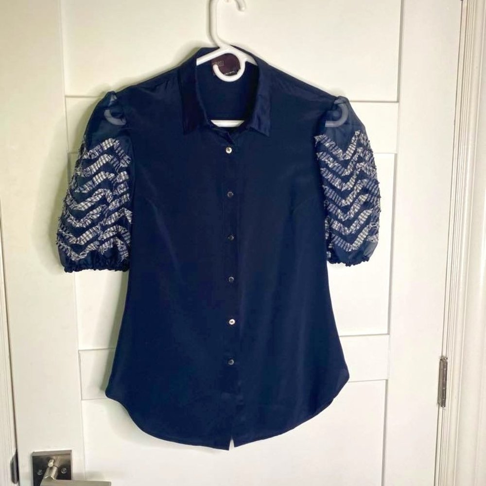 Designer Silk Sleeve Detail Blouse (6)